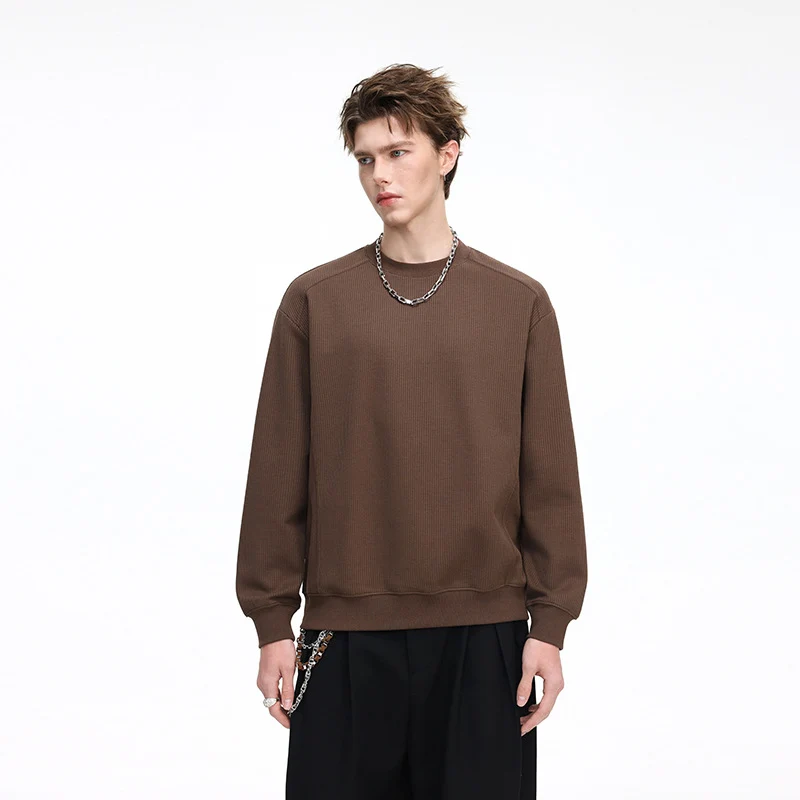 Herren Gerippter Struktur-Sweatshirtpullover mit Drop-Shoulder und relaxed Fit Drune