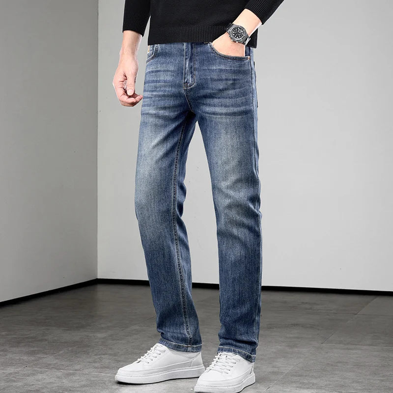 Herren Elastische Denim-Jeans Slim-Straight mit Komfortbund Drune