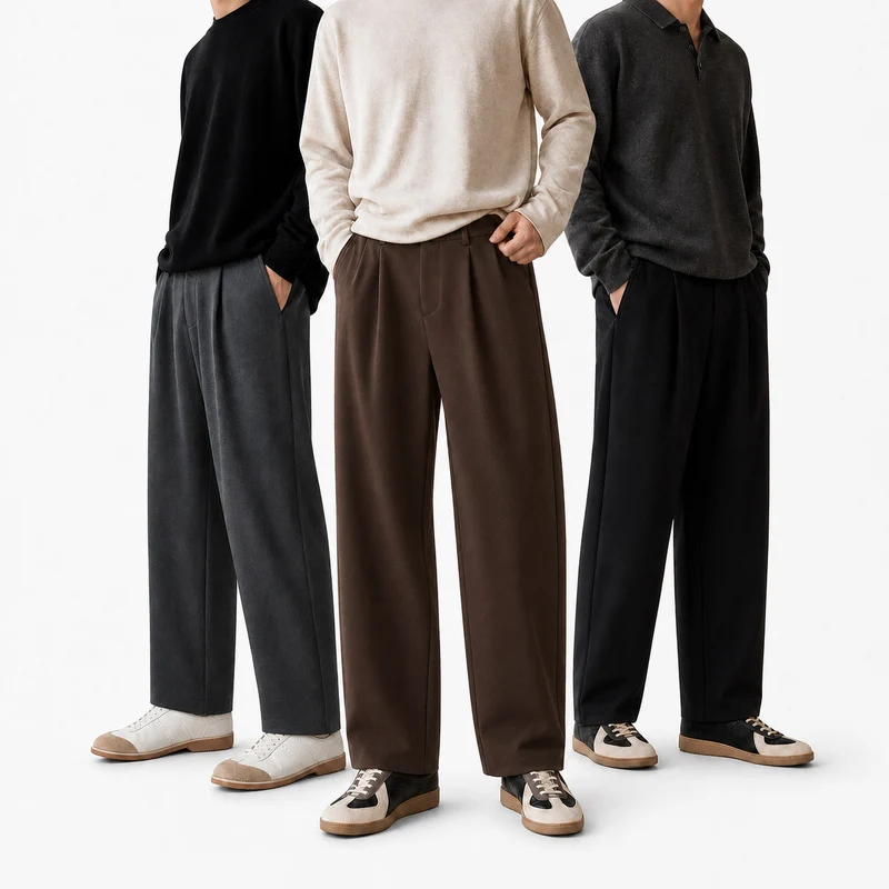 Herren Bundfaltenhose mit weitem Bein und relaxed Fit Drune