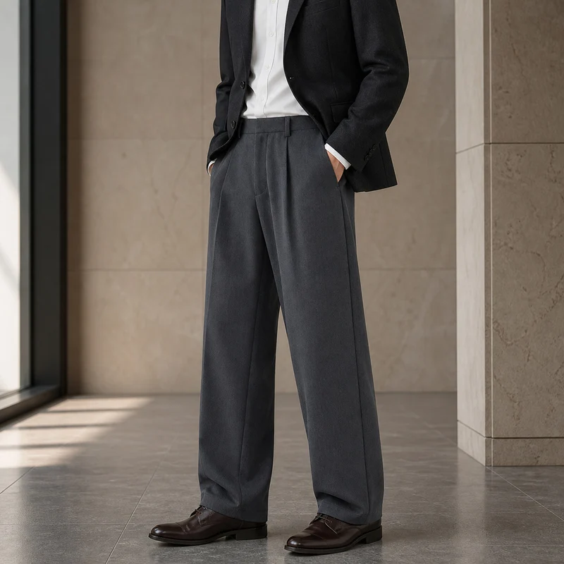 Herren Bundfaltenhose mit weitem Bein und relaxed Fit Drune