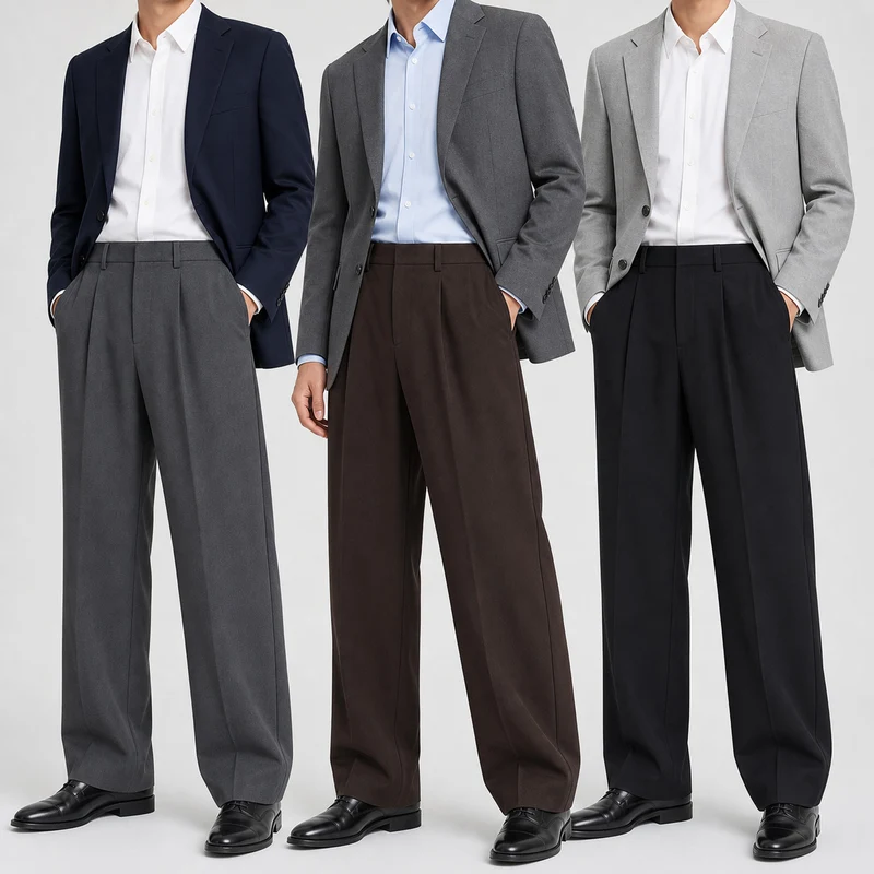 Herren Bundfaltenhose mit weitem Bein und relaxed Fit Drune