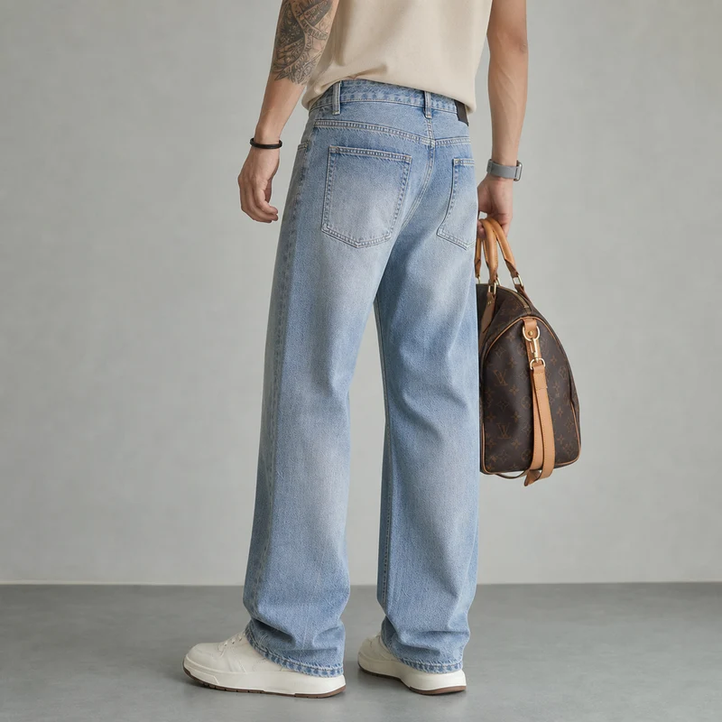 Damen Weite Jeans mit hohem Bund und geradem Bein Drune