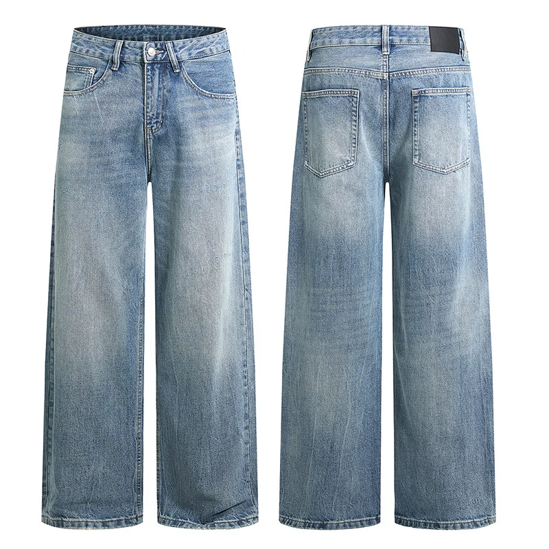 Damen Weite Jeans mit hohem Bund und geradem Bein Drune