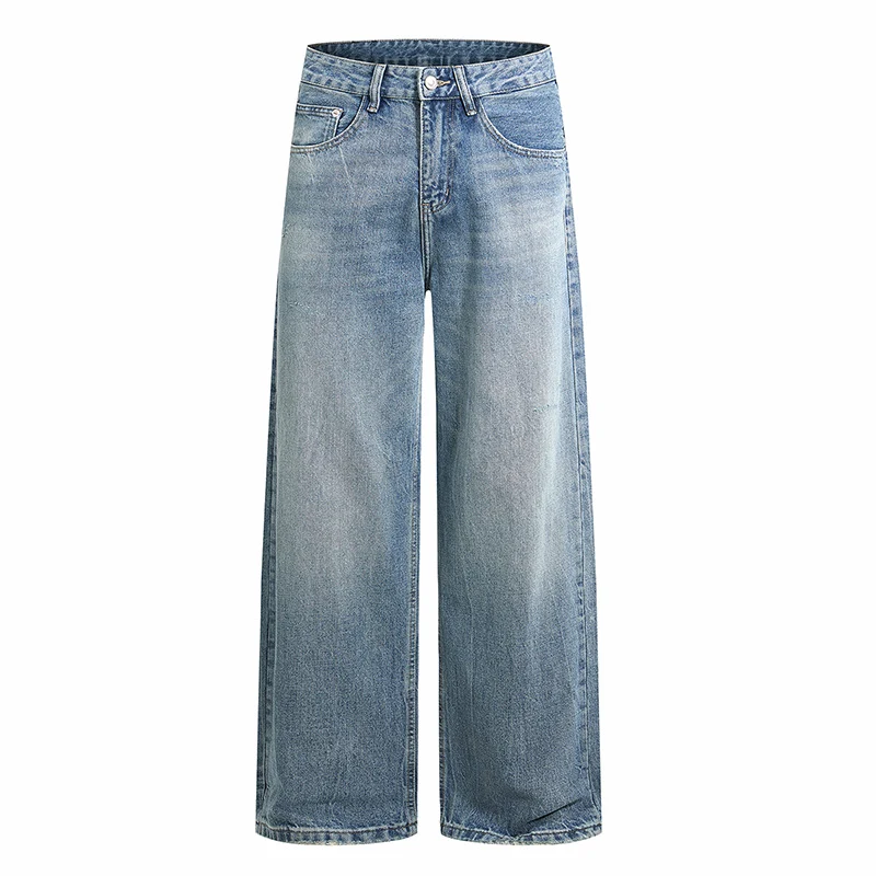 Damen Weite Jeans mit hohem Bund und geradem Bein Drune