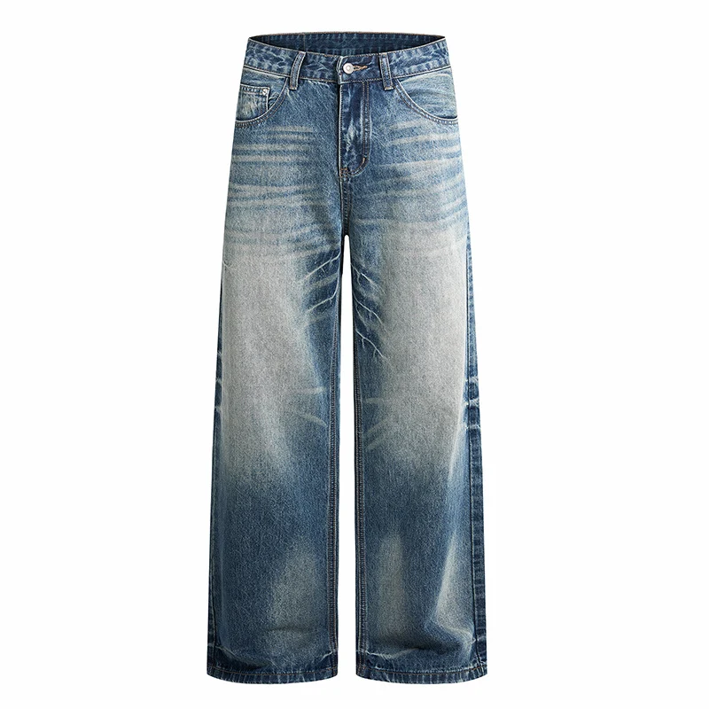 Damen Weite hochgeschnittene Vintage-Jeans mit Used-Effekt Drune