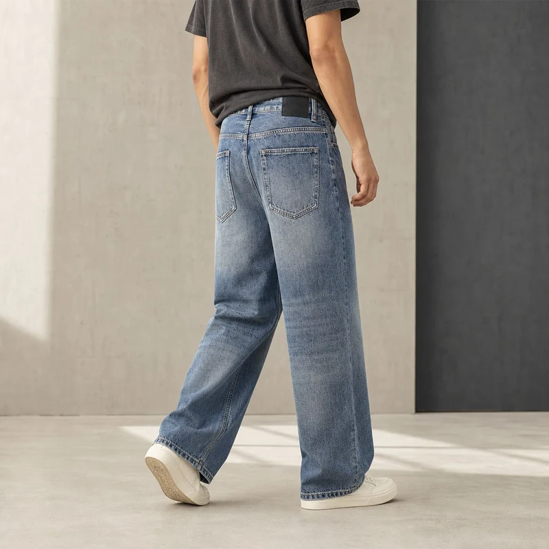 Damen Weite High-Waist Vintage-Jeans mit Used-Effekt Drune