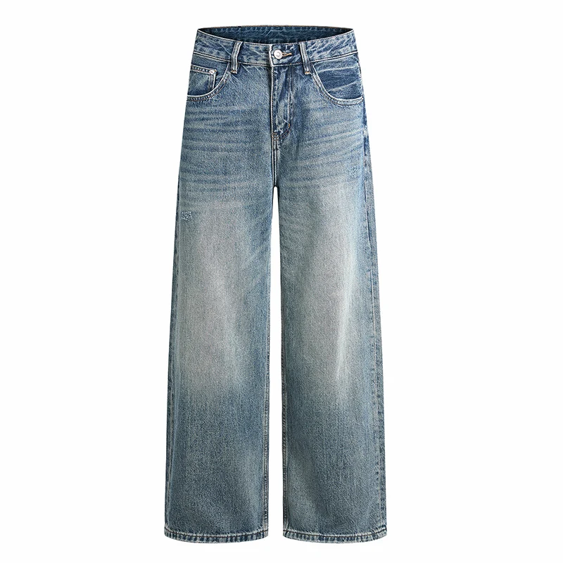 Damen Weite High-Waist Vintage-Jeans mit Used-Effekt Drune
