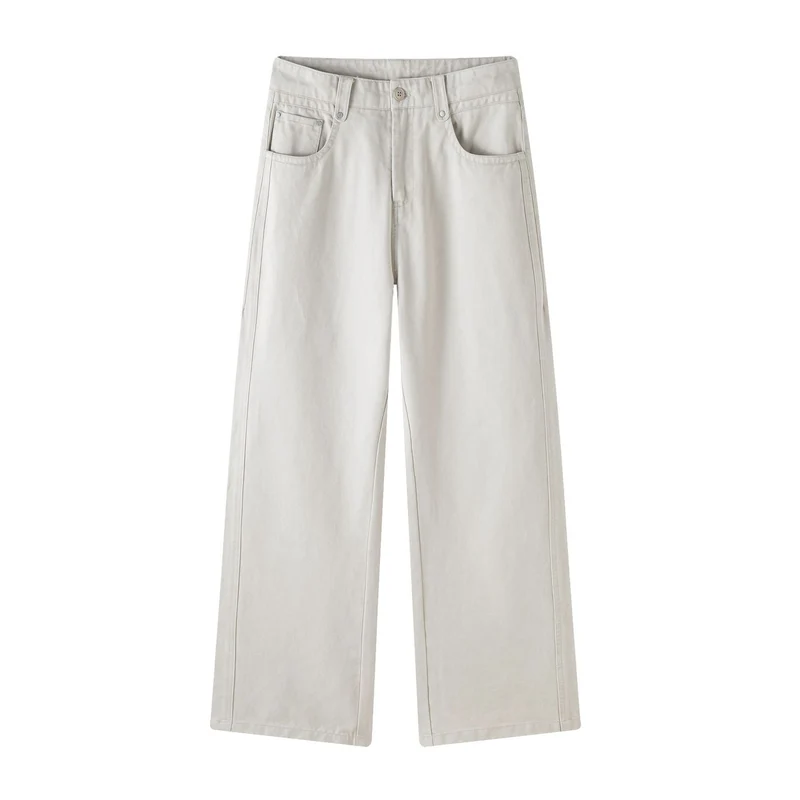 Damen Weite High-Waist-Hose aus Baumwolltwill mit markanter Seitennaht und klassischem Taschen‑Schnitt Drune