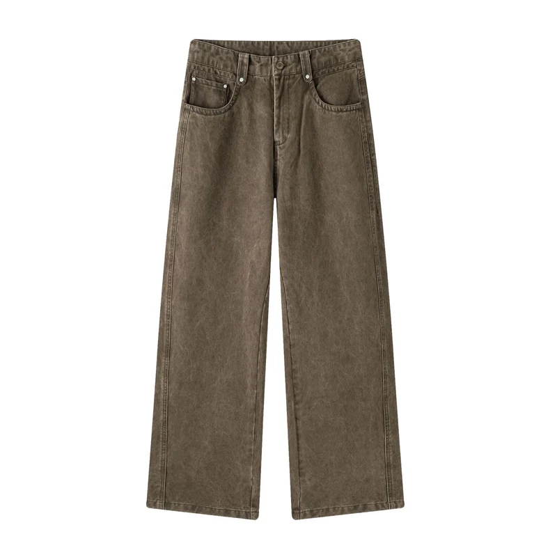 Damen Weite High-Waist-Hose aus Baumwolltwill mit markanter Seitennaht und klassischem Taschen‑Schnitt Drune