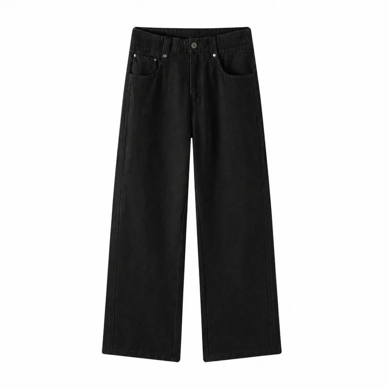 Damen Weite High-Waist-Hose aus Baumwolltwill mit markanter Seitennaht und klassischem Taschen‑Schnitt Drune