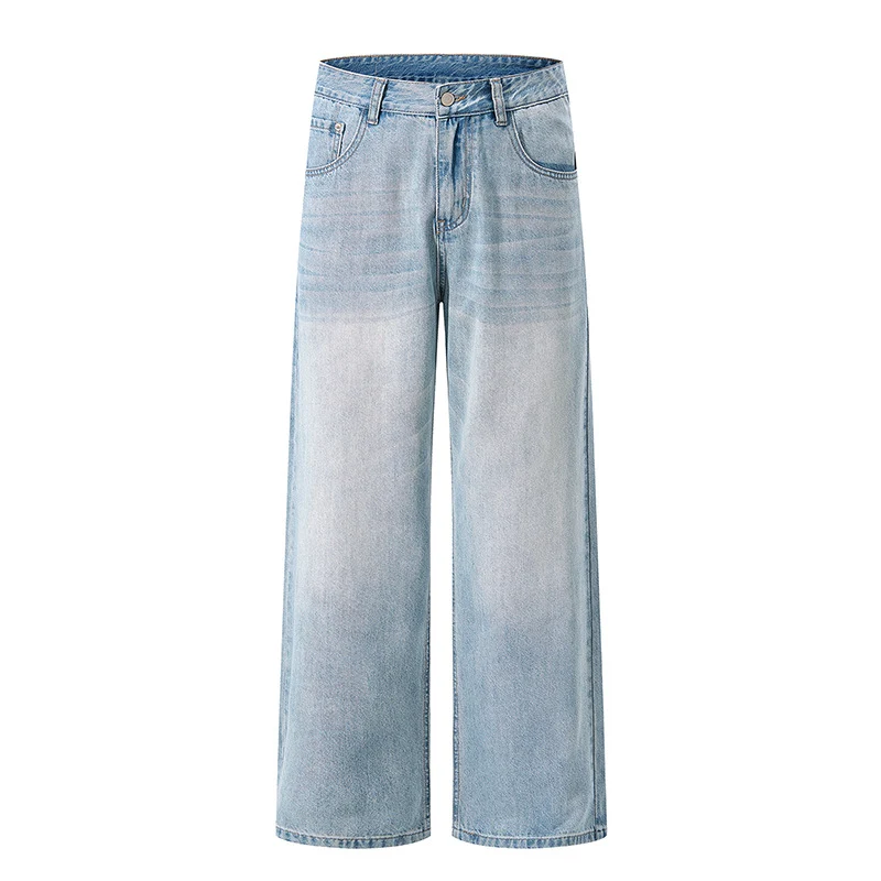 Damen Weite High-Waist-Denimhose mit weitem Bein und Vintage-Waschung Drune