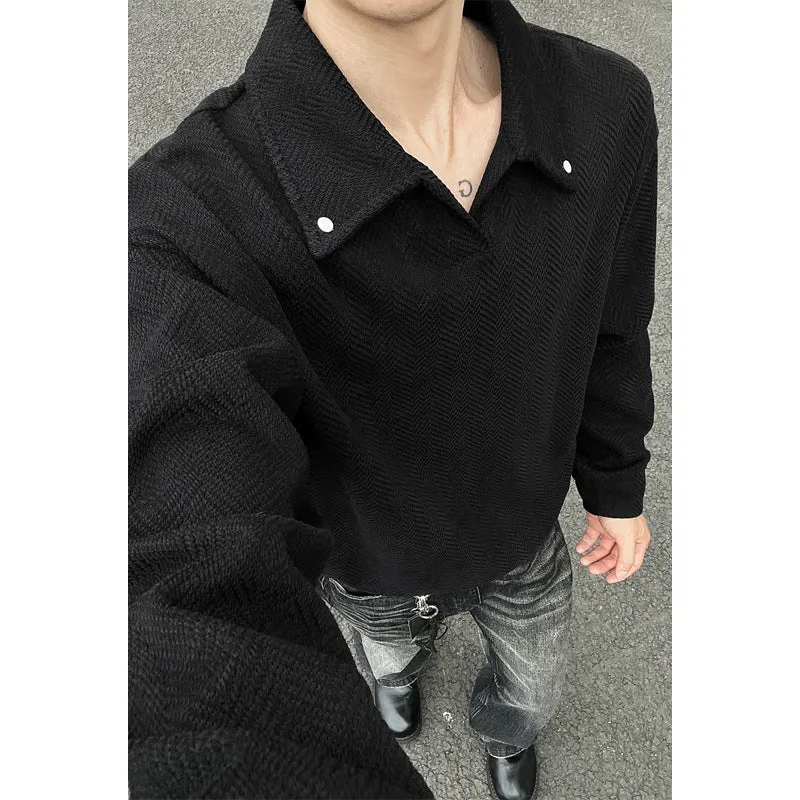 Damen Oversize-Bluse mit Fischgrätstruktur und Balloon-Ärmeln Drune