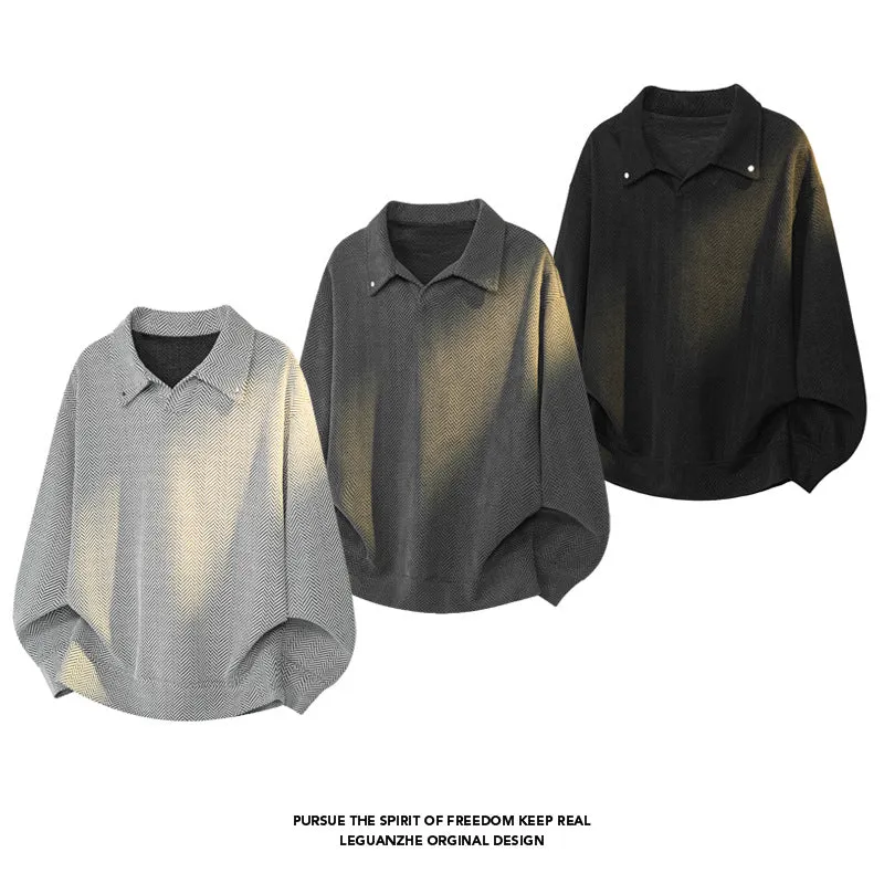 Damen Oversize-Bluse mit Fischgrätstruktur und Balloon-Ärmeln Drune