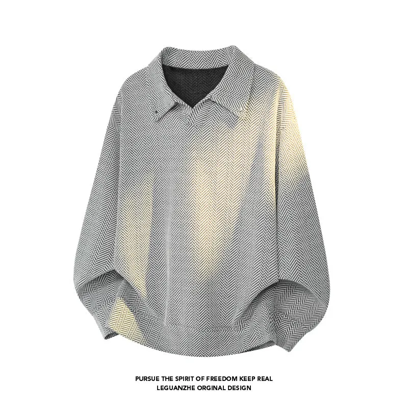 Damen Oversize-Bluse mit Fischgrätstruktur und Balloon-Ärmeln Drune