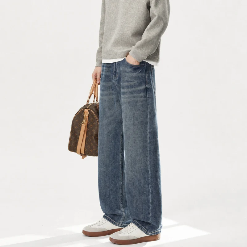 Damen Hochbund-Jeans mit weitem Bein und Vintage-Waschung Drune