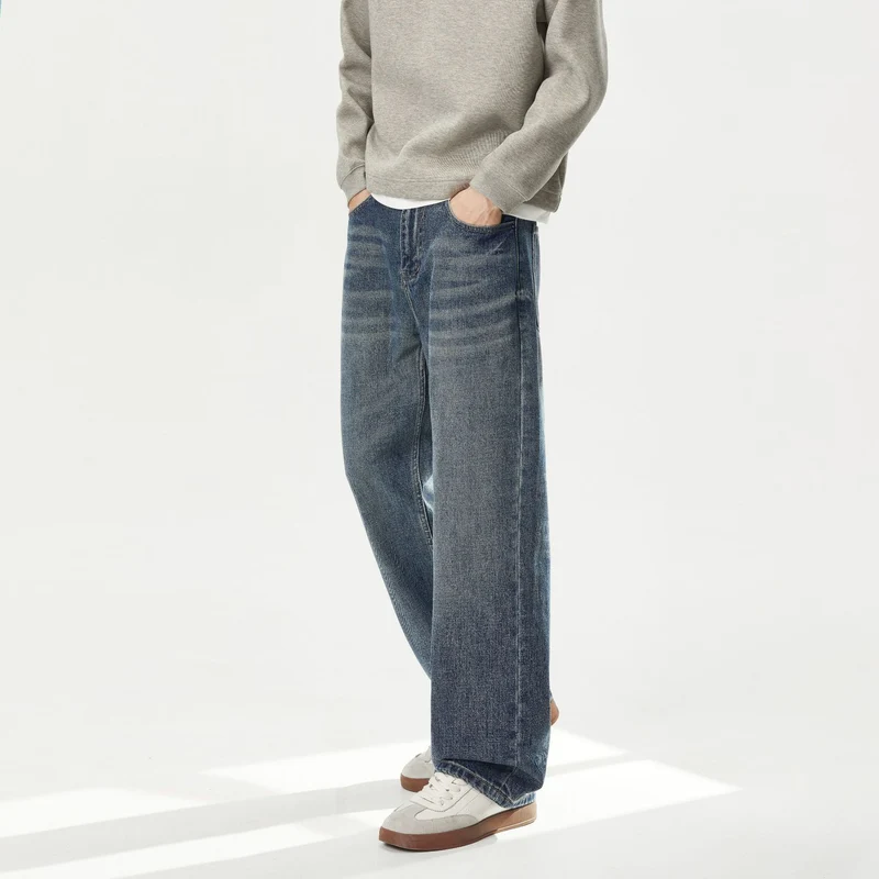 Damen Hochbund-Jeans mit weitem Bein und Vintage-Waschung Drune