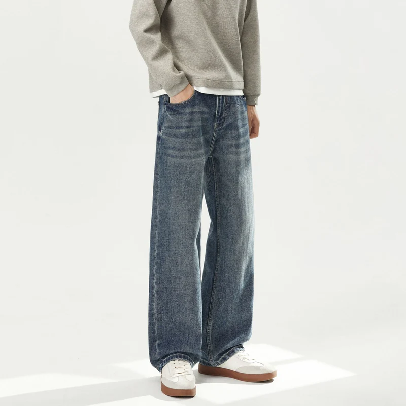 Damen Hochbund-Jeans mit weitem Bein und Vintage-Waschung Drune