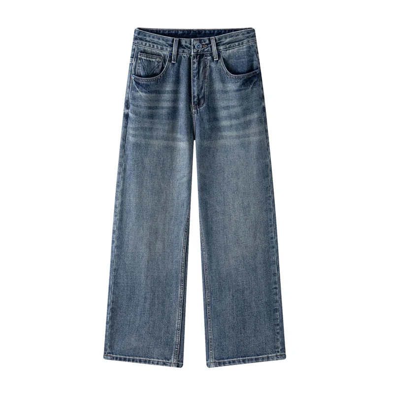 Damen Hochbund-Jeans mit weitem Bein und Vintage-Waschung Drune