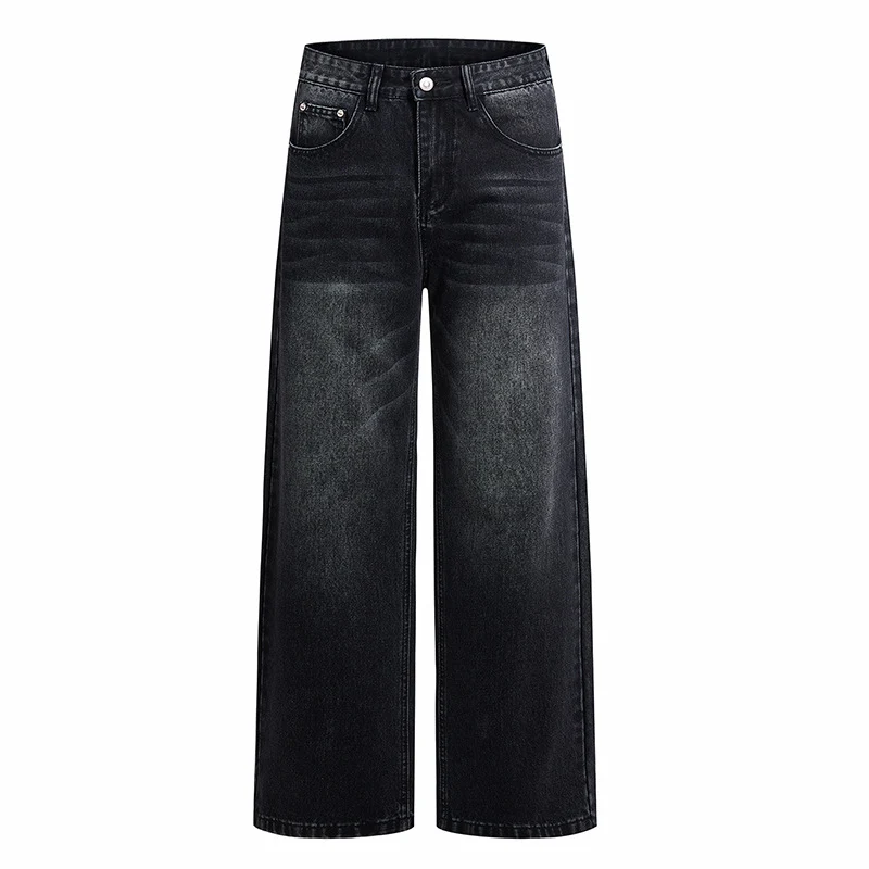 Damen High-Waist Weitbein-Jeans aus Denim mit Vintage-Waschung Drune