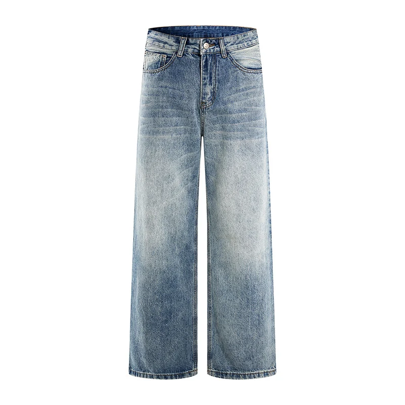 Damen High-Waist Weitbein-Jeans aus Denim mit Vintage-Waschung Drune