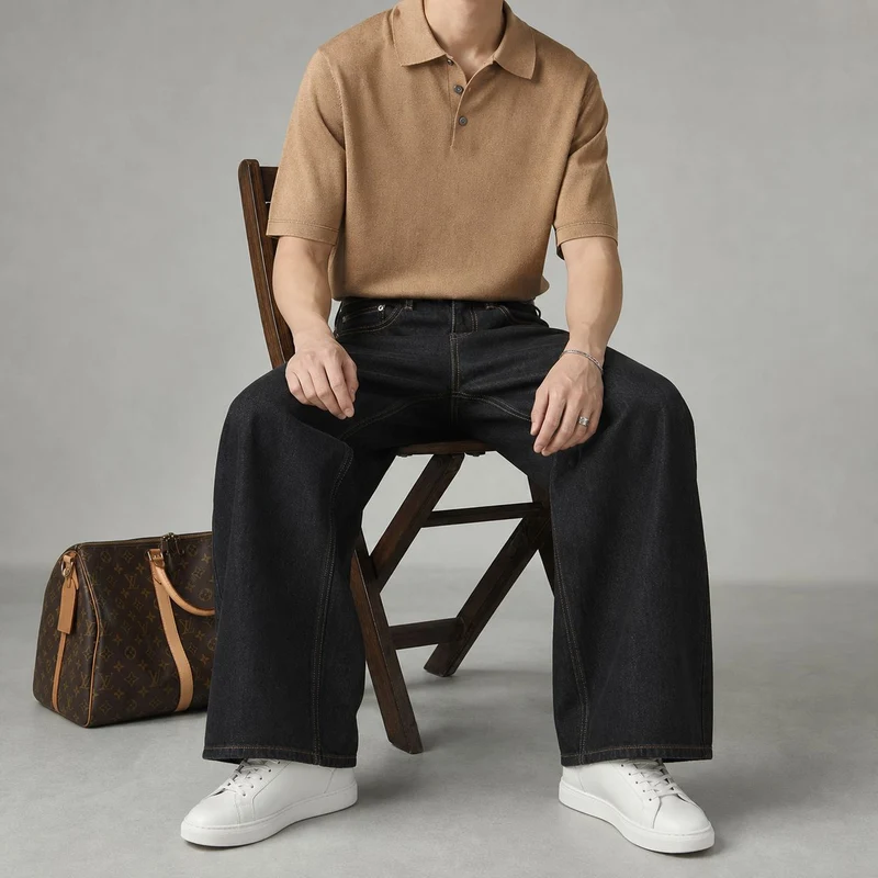 Damen High-Waist Culotte-Jeans aus Denim mit weitem Bein Drune