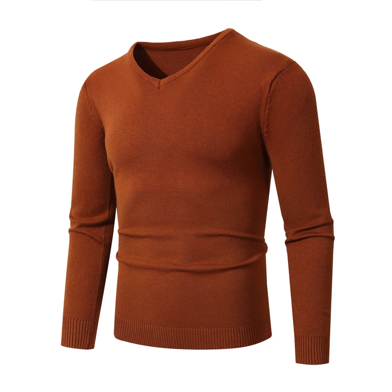 Herren Feinstrick V‑Ausschnitt Pullover aus Stretch‑Masche mit gerippten Bündchen Drune