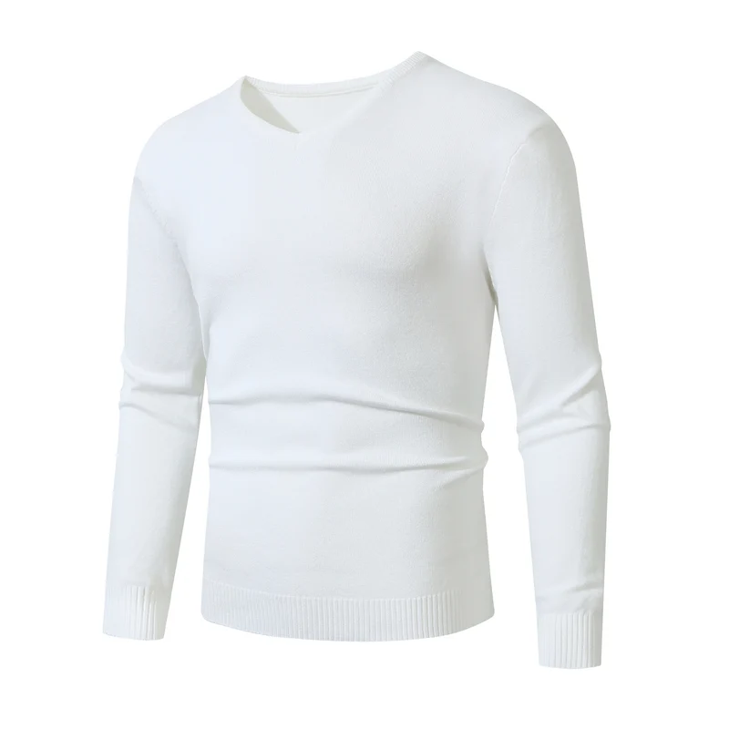 Herren Feinstrick V‑Ausschnitt Pullover aus Stretch‑Masche mit gerippten Bündchen Drune