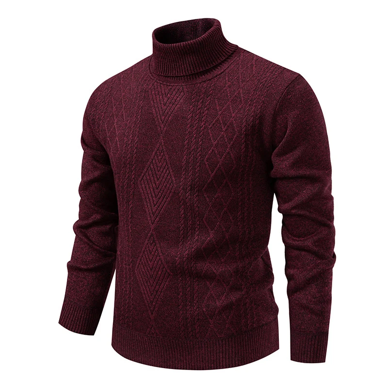 Herren Feinstrick-Rollkragenpullover mit Zopfmuster und schmaler Passform Drune