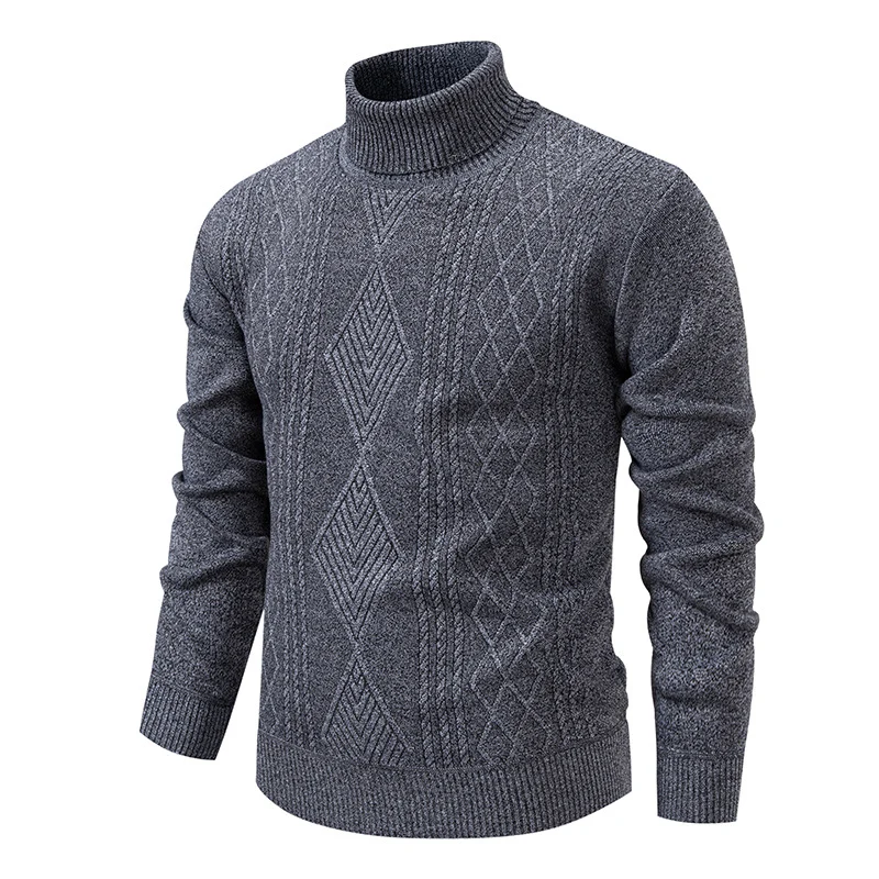 Herren Feinstrick-Rollkragenpullover mit Zopfmuster und schmaler Passform Drune
