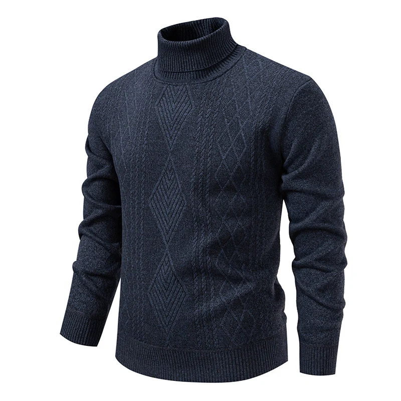 Herren Feinstrick-Rollkragenpullover mit Zopfmuster und schmaler Passform Drune