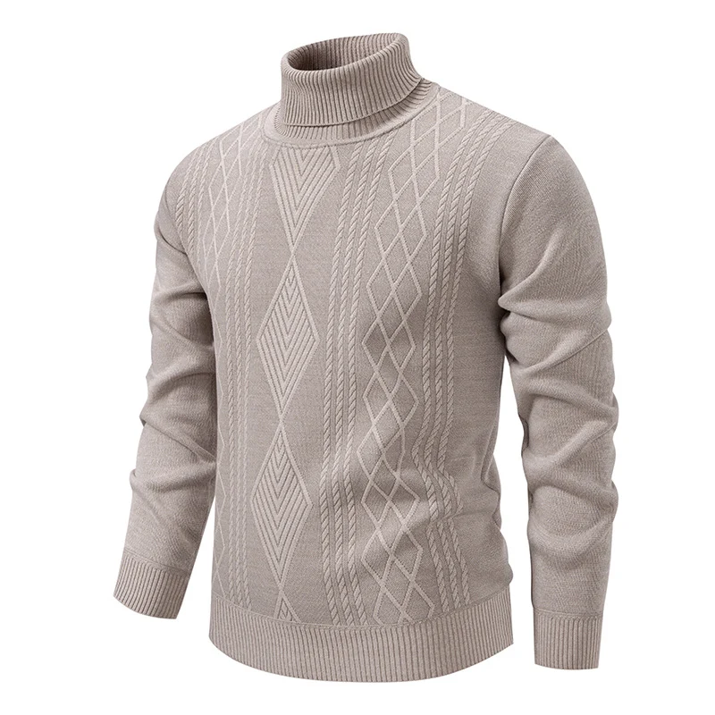 Herren Feinstrick-Rollkragenpullover mit Zopfmuster und schmaler Passform Drune