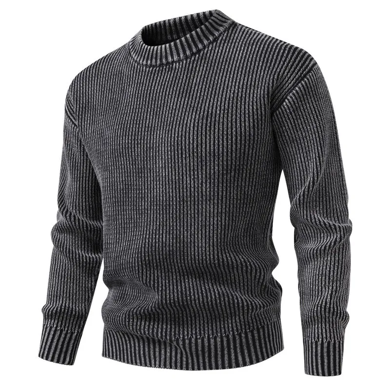Herren Feinstrick-Rippstrickpullover mit Mockneck und elastischem Saum Drune