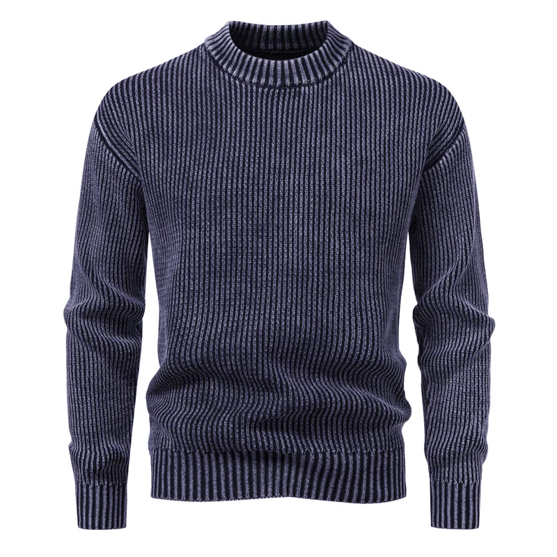 Herren Feinstrick-Rippstrickpullover mit Mockneck und elastischem Saum Drune