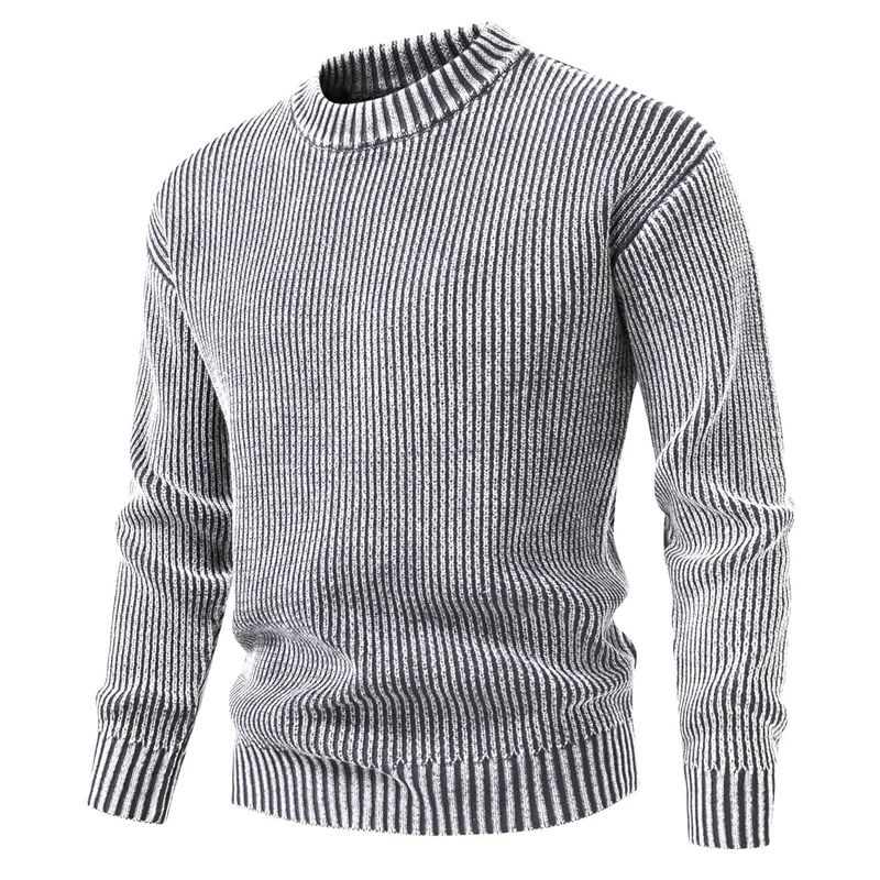 Herren Feinstrick-Rippstrickpullover mit Mockneck und elastischem Saum Drune