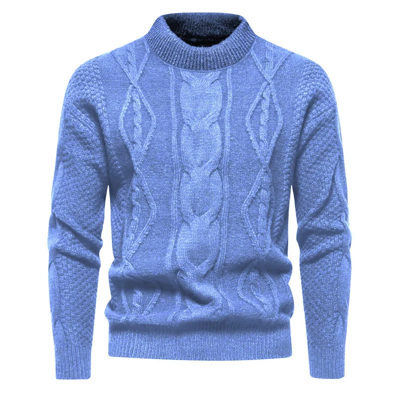 Herren Feinstrick-Pullover mit kurzem Stehkragen und Zopfstrickstruktur Drune