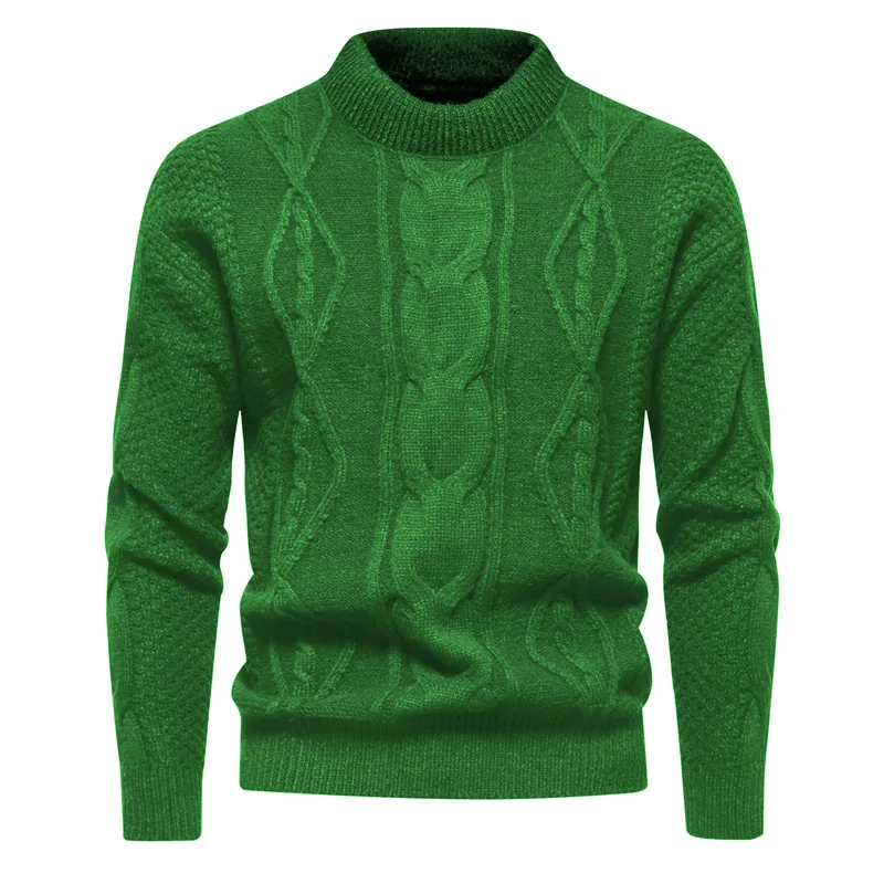 Herren Feinstrick-Pullover mit kurzem Stehkragen und Zopfstrickstruktur Drune