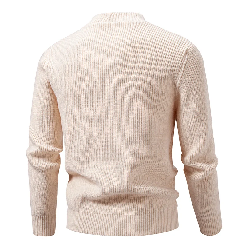 Herren Feinstrick-Pullover mit asymmetrischer Knopfleiste und Stehkragen Drune