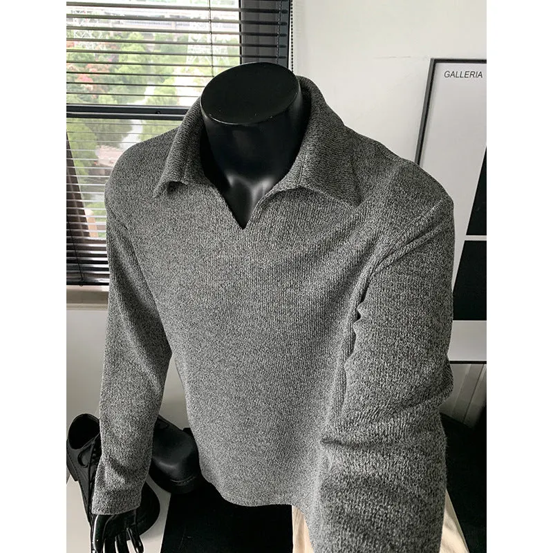 Herren Feinstrick-Polo-Pullover mit offenem Reverskragen und leichter Struktur Drune