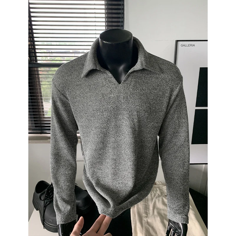 Herren Feinstrick-Polo-Pullover mit offenem Reverskragen und leichter Struktur Drune