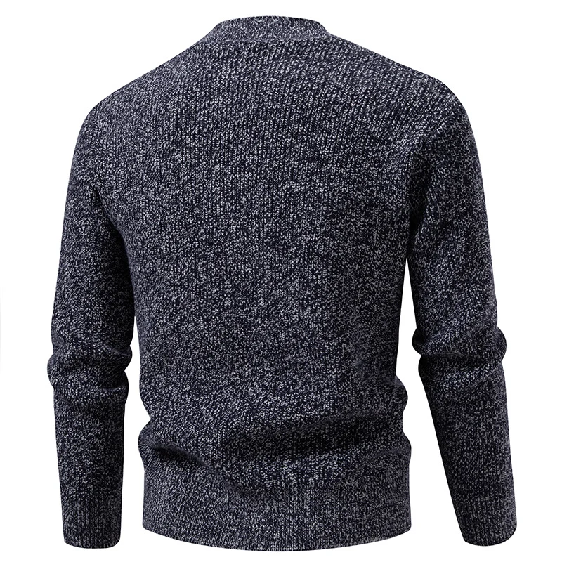 Herren Feinstrick-Henleypullover mit kurzem Stehkragen, Knopfleiste und Rippbündchen Drune