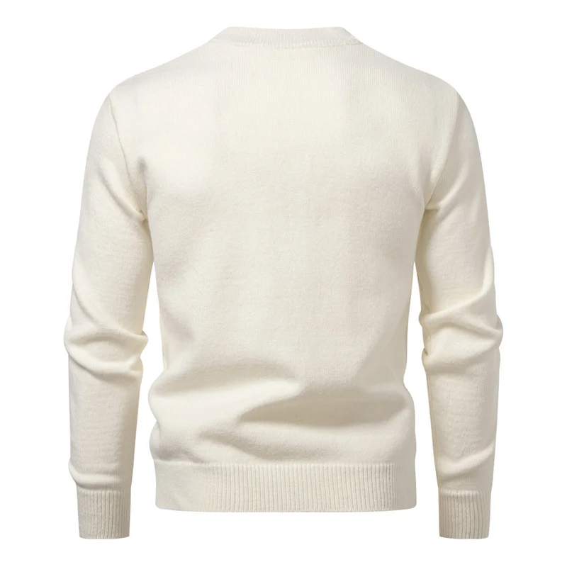 Herren Feinstrick-Henley-Pullover mit kurzer Knopfleiste und geripptem Stehkragen Drune