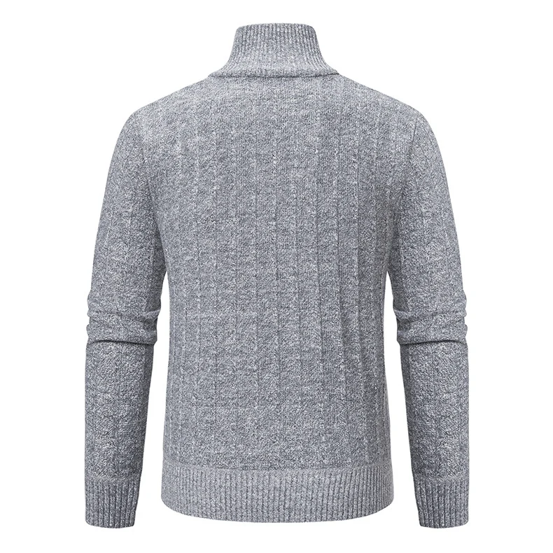 Herren Feinstrick-Halbzip-Pullover mit Zopfmuster und strukturierter Melange-Optik Drune