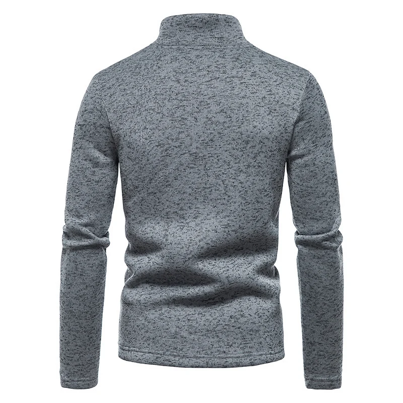 Herren Feinstrick-Halbzip-Pullover mit Stehkragen und melierter Struktur Drune