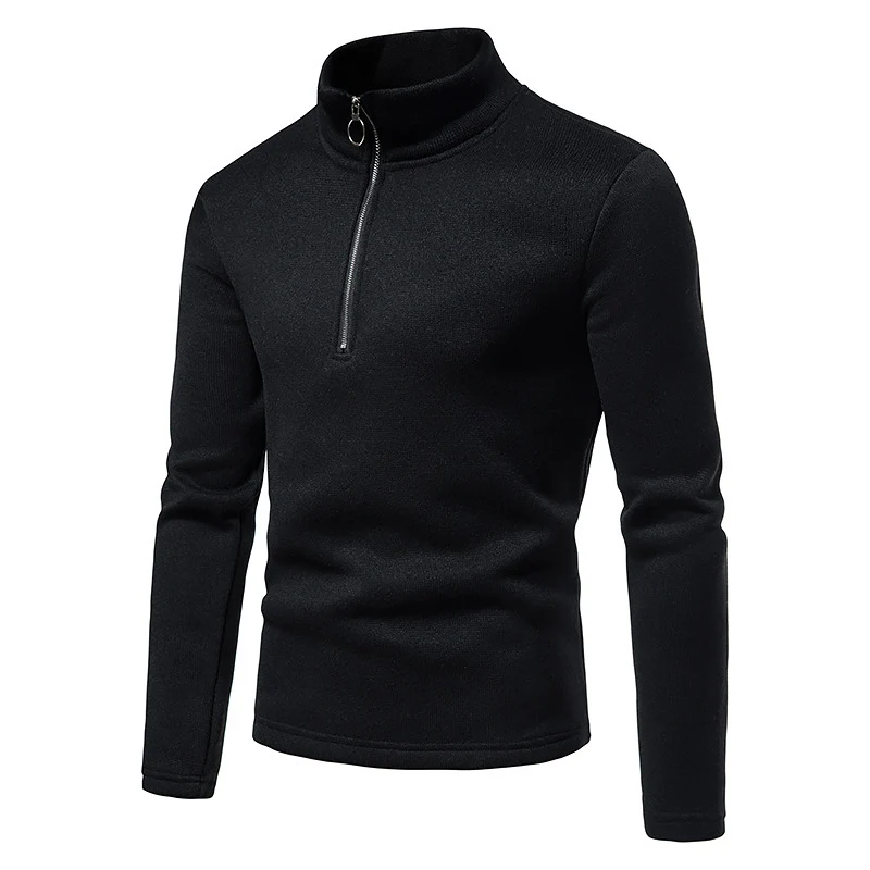 Herren Feinstrick-Halbzip-Pullover mit Stehkragen und melierter Struktur Drune