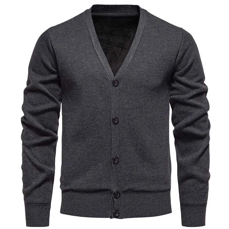 Herren Feinstrick-Cardigan mit V-Ausschnitt, schmaler Silhouette und Rippabschlüssen Drune