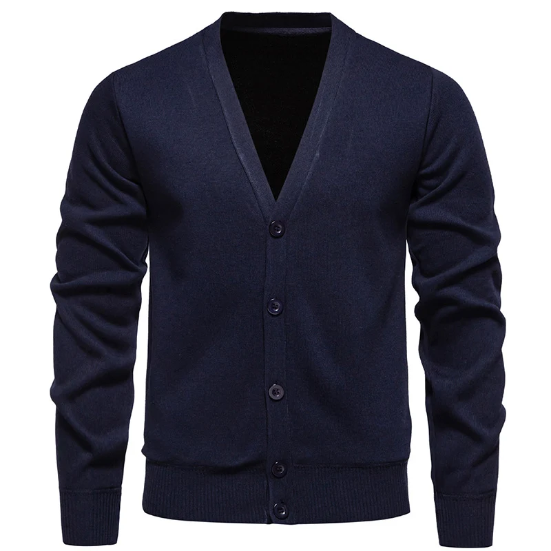 Herren Feinstrick-Cardigan mit V-Ausschnitt, schmaler Silhouette und Rippabschlüssen Drune