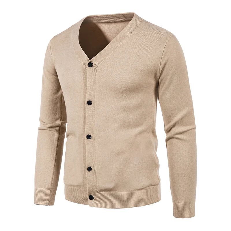 Herren Feinstrick-Cardigan mit V-Ausschnitt, schmaler Passform und Knopfleiste Drune