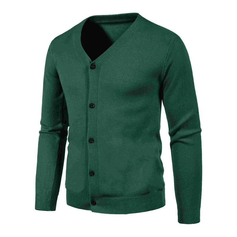 Herren Feinstrick-Cardigan mit V-Ausschnitt, schmaler Passform und Knopfleiste Drune