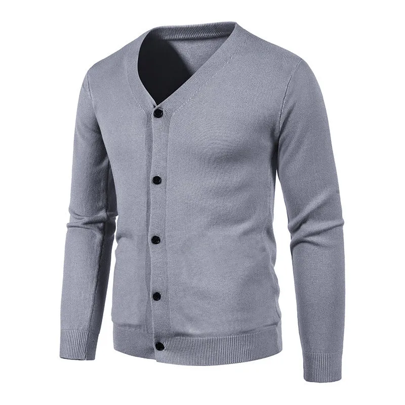 Herren Feinstrick-Cardigan mit V-Ausschnitt, schmaler Passform und Knopfleiste Drune