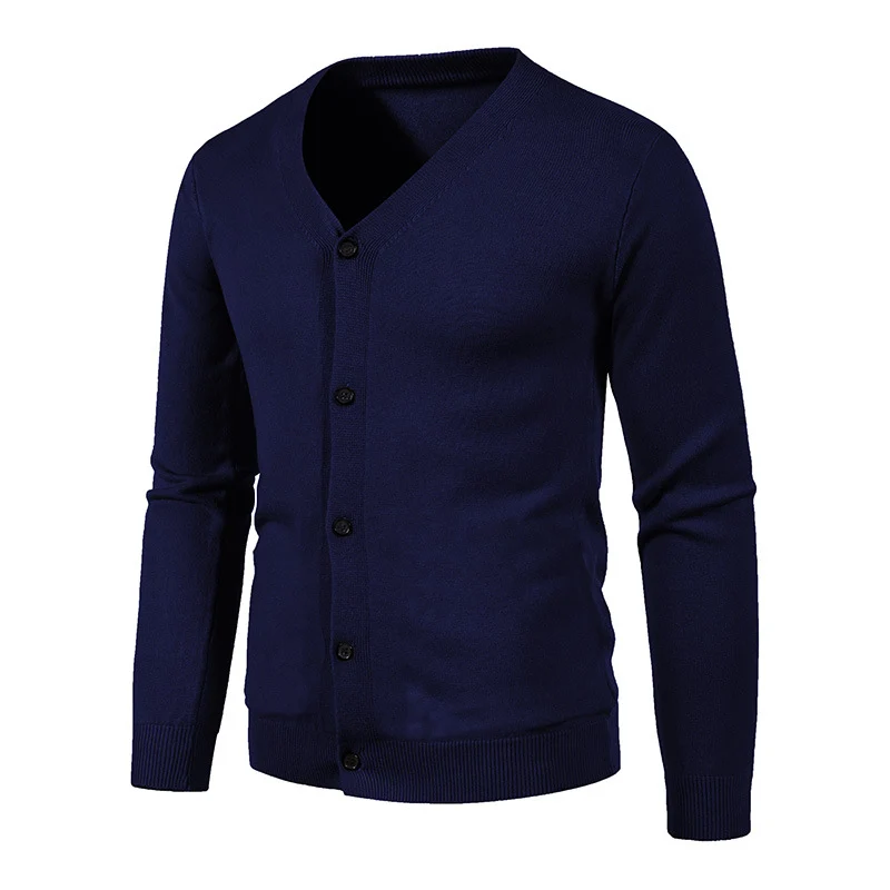 Herren Feinstrick-Cardigan mit V-Ausschnitt, schmaler Passform und Knopfleiste Drune